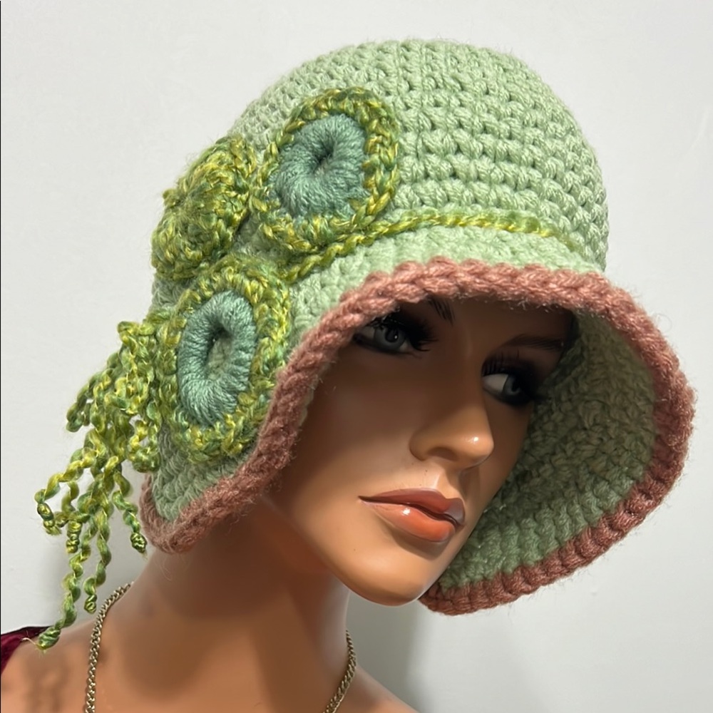 Handcrafted Green and Brown Crochet Hat